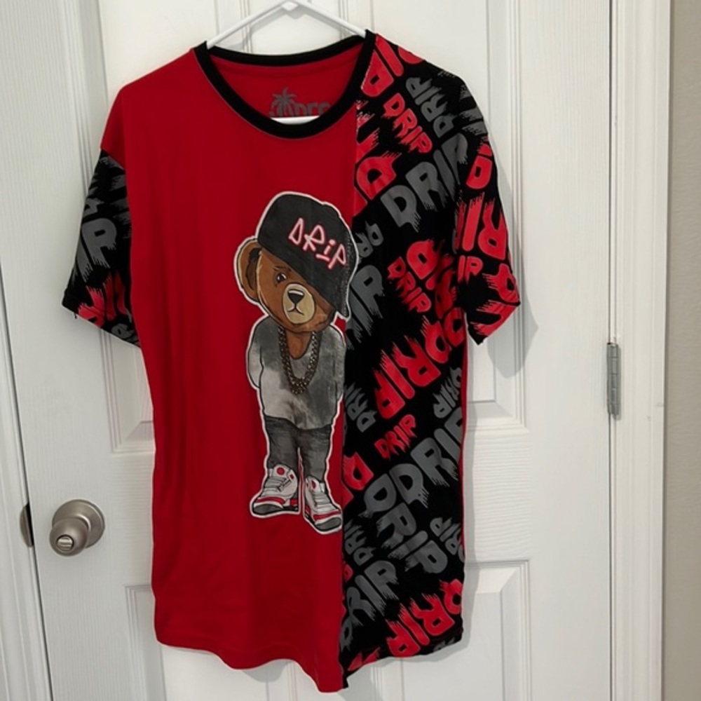 Vibes mens Drip red,black& gray teeshirt